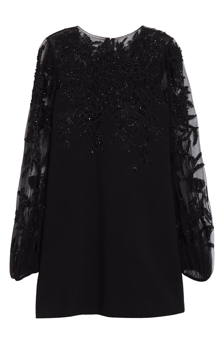 Carolina Herrera Sequin Embroidered Puff Sleeve Cocktail Dress, Alternate, color, Black Multi