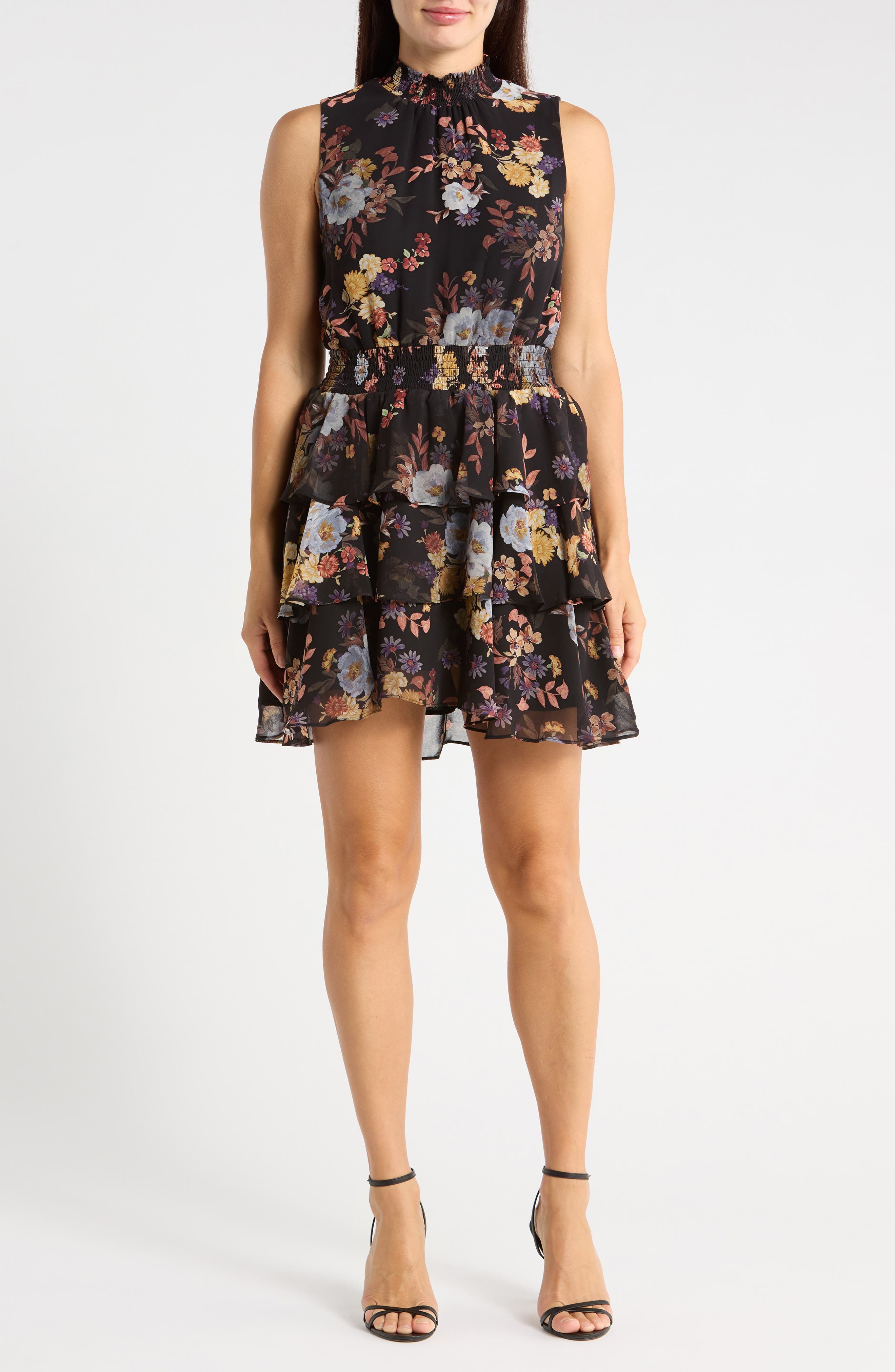 Floral Smocked Waist Tiered Minidress