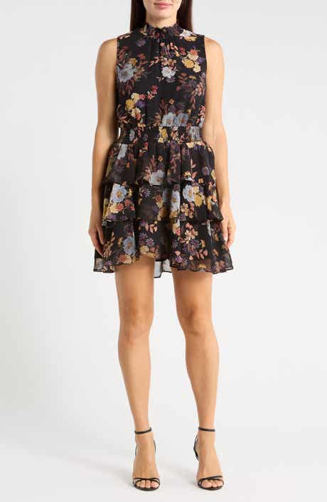 Floral Smocked Waist Tiered Minidress