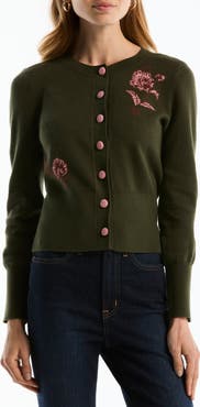 Laundry by Shelli Segal Floral Crewneck Cardigan