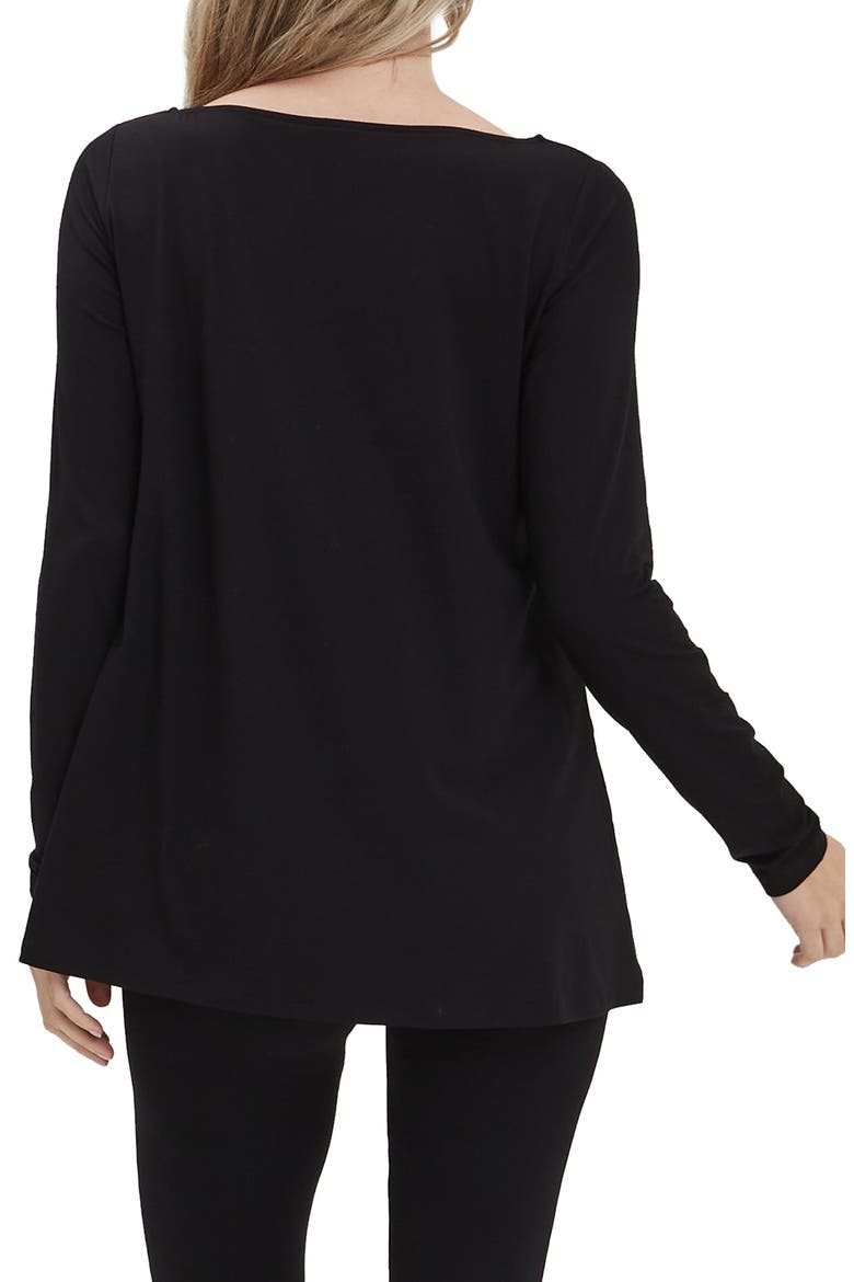 Nicolette Maternity & Nursing Boatneck Top, Alternate, color, BLACK