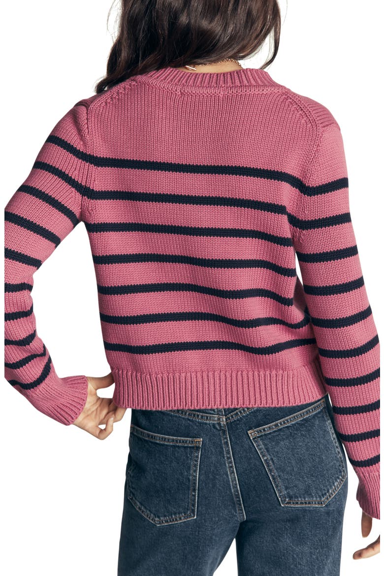 Lucy Chunky Cotton Cardigan, Alternate, color, PINK HEATHER, STRIPE