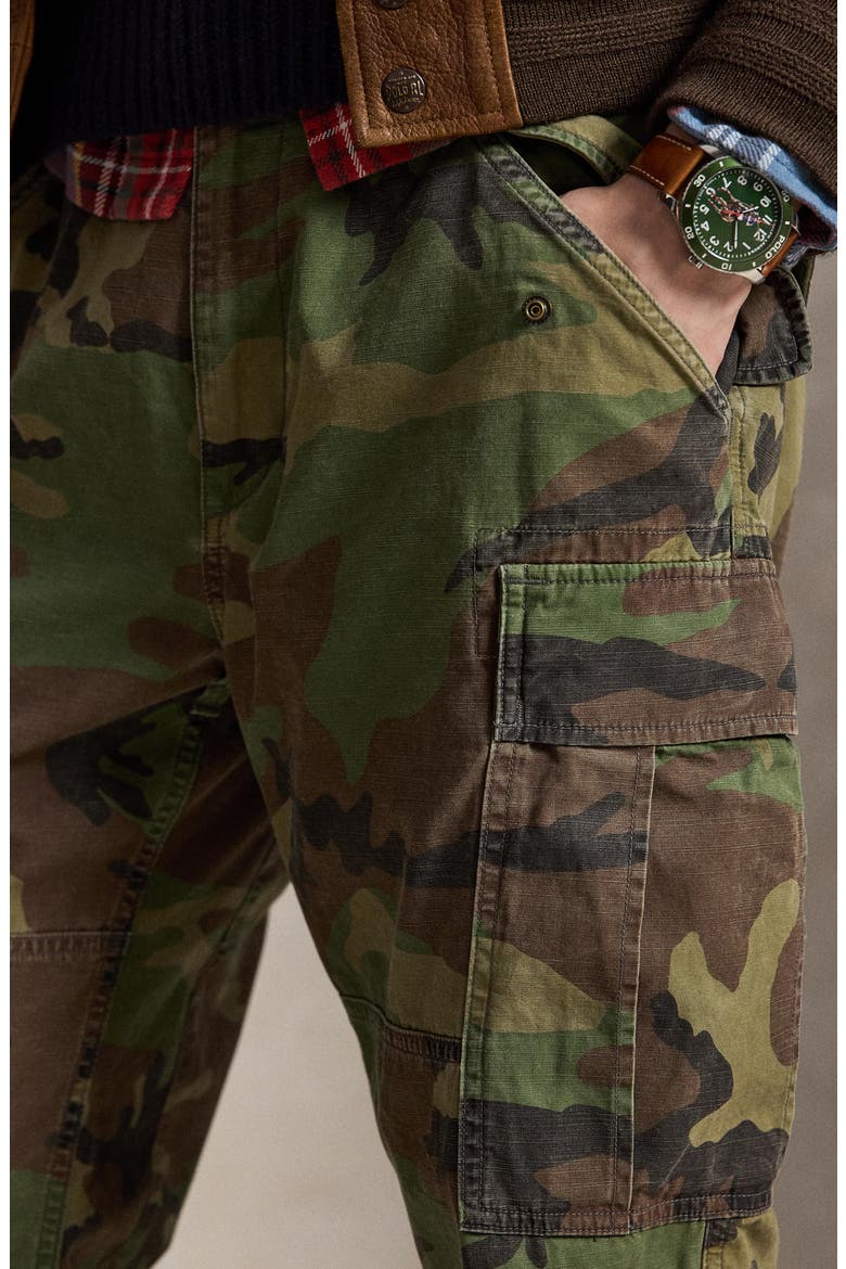 Rustic Canvas Camo Cargo Pants, Alternate, color, GREEN MU