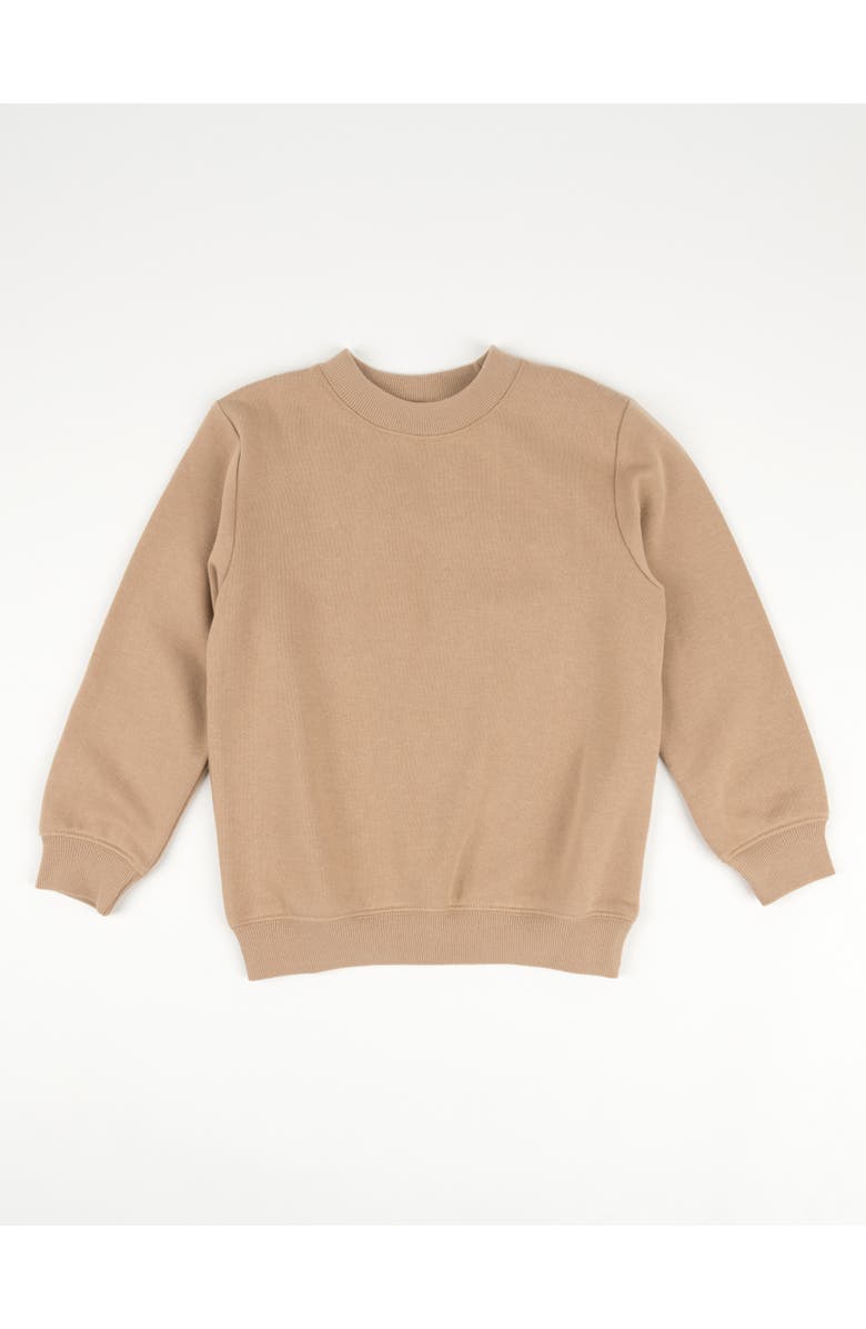 Leveret Kids Pullover Sweatshirt, Long Sleeve, Solid Colors, Main, color, Beige