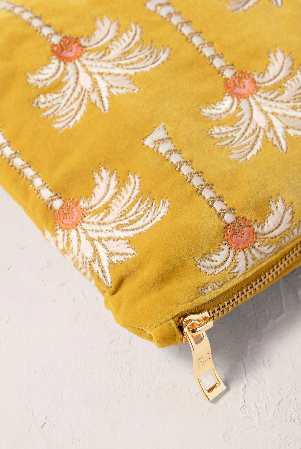 Elizabeth Scarlett Sunrise Palms Everyday Pouch, Alternate, color, Mustard Yellow