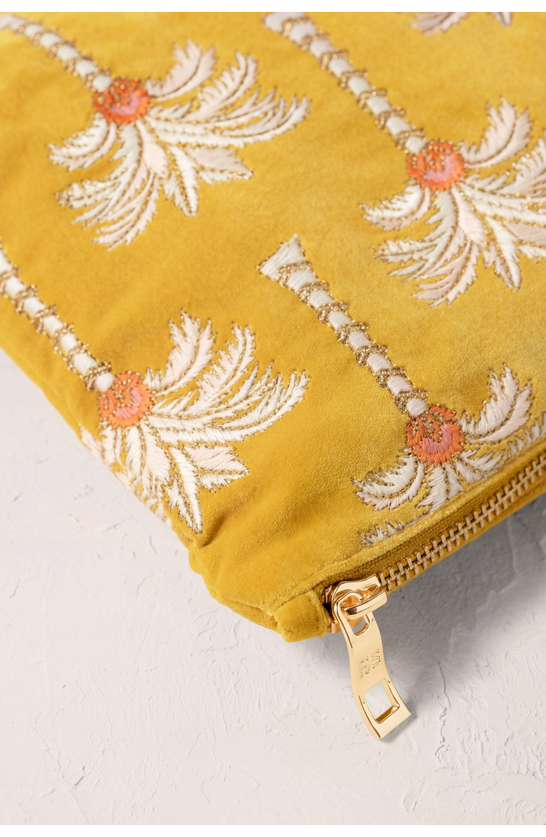 Elizabeth Scarlett Sunrise Palms Everyday Pouch, Alternate, color, Mustard Yellow