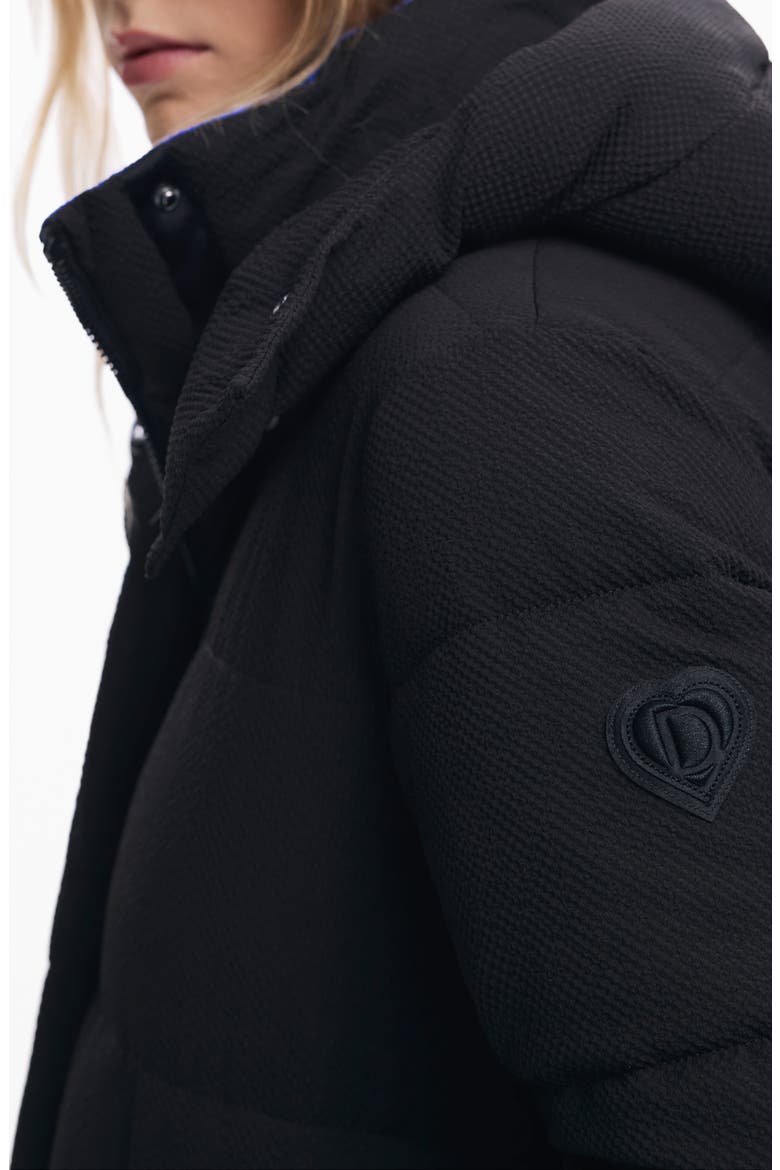 Quilted Puffer Longline Coat with Removable Hood, Alternate, color, BLACK