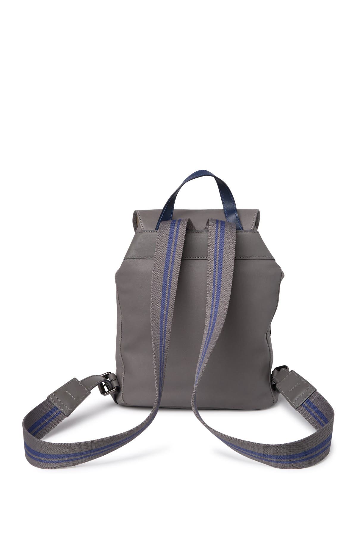Longchamp Small Leather Flap Backpack, Alternate, color, Grey/Blue