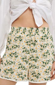 maje Flora Embroidered Cotton Blend Shorts