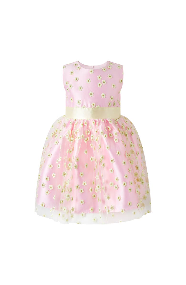 Rachel Riley 3D Daisy Tulle Party Dress, Main, color, Pink