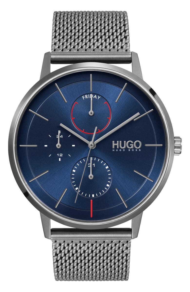 BOSS Exist Multifunction Mesh Strap Watch, 43mm, Main, color,