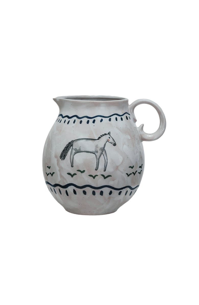 Storied Home Horse Stoneware Pitcher, Main, color, 