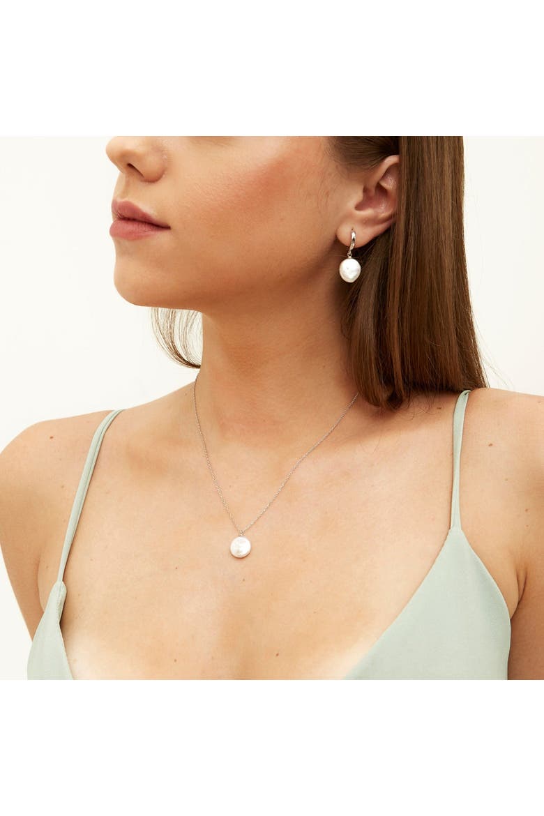 Baroque Flat Pearl Pendant Necklace Sterling Silver, Alternate, color, Silver