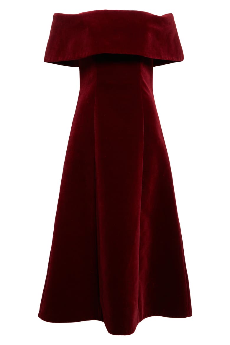 Carita Off the Shoulder Velvet Gown, Alternate, color, BURGUNDY