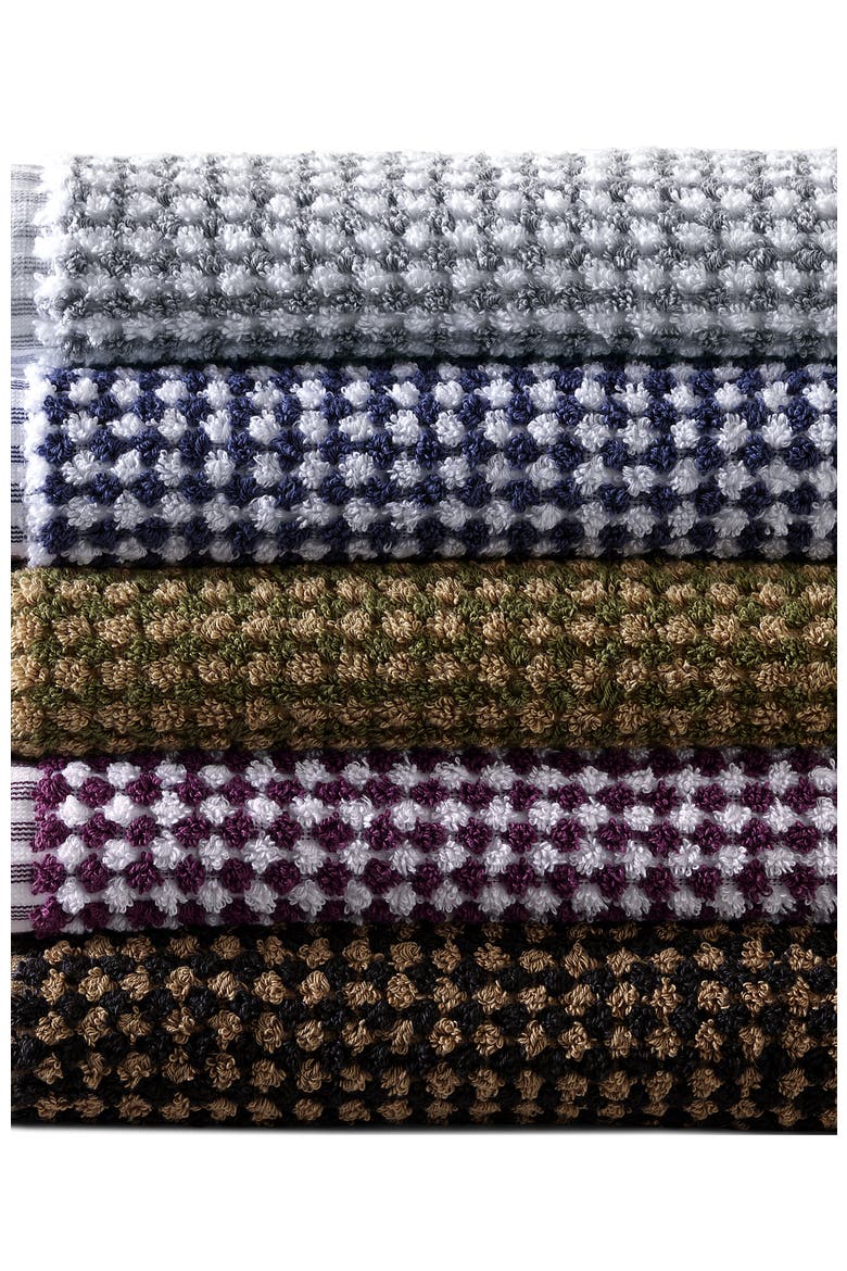 Turkish Quick-Dry Cotton Textured Gingham Towel Set, Alternate, color, Rich Camel/Olive Drab