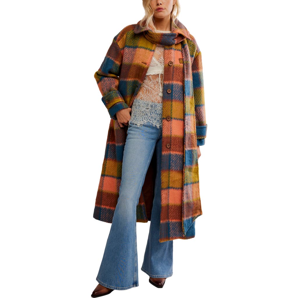 Free People Dalton Plaid Wool Coat In Multi