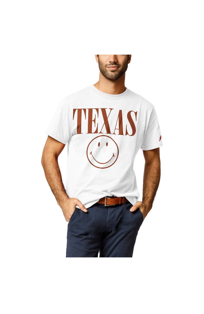 LEAGUE COLLEGIATE WEAR Men's League Collegiate Wear White Texas Longhorns Smiley All American T-Shirt, Main, color, 