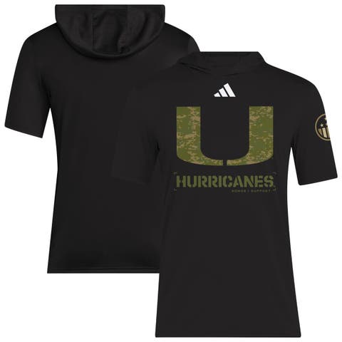 Men's adidas  Black Miami Hurricanes 2025 Military Appreciation AEROREADY Hooded T-Shirt
