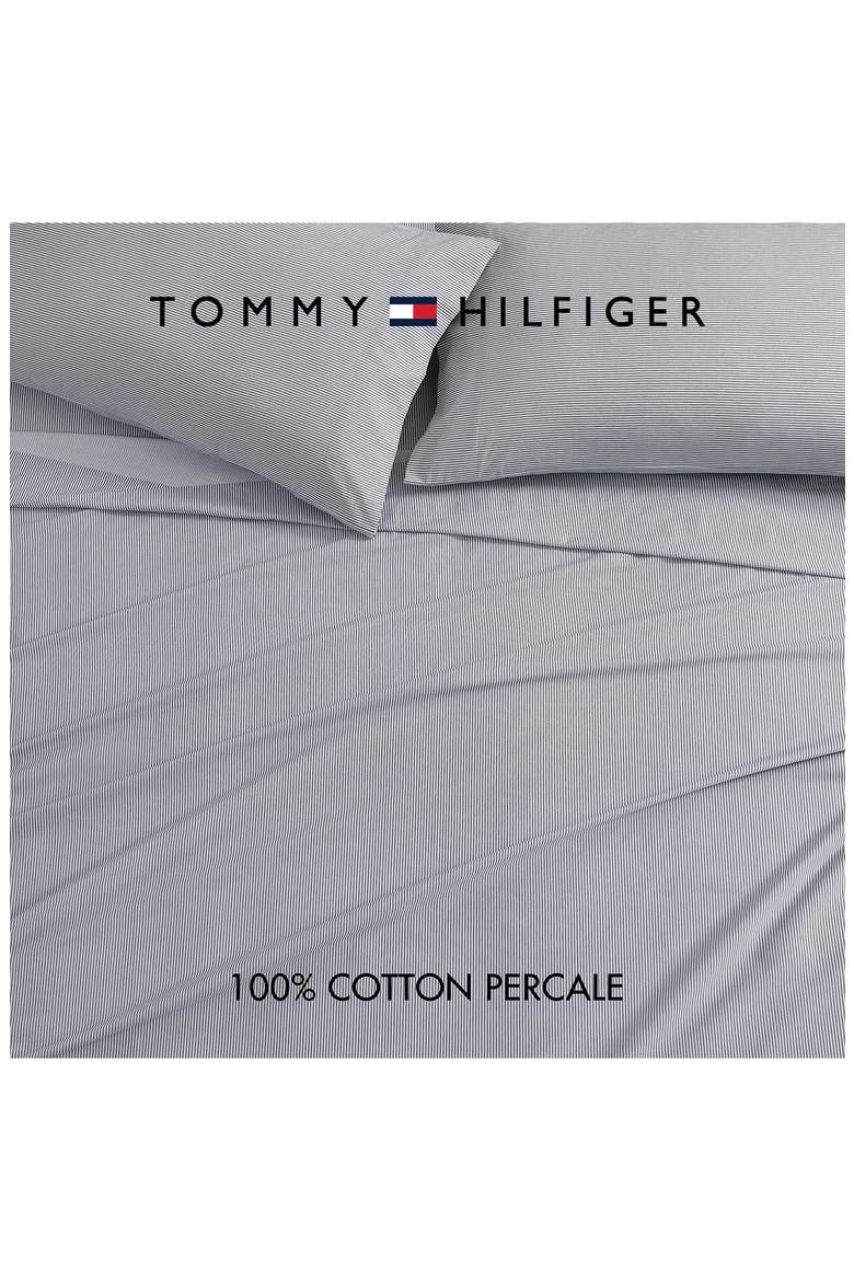 Ithaca Stripe Cotton Percale Sheet Set, Alternate, color, NAVY BLUE