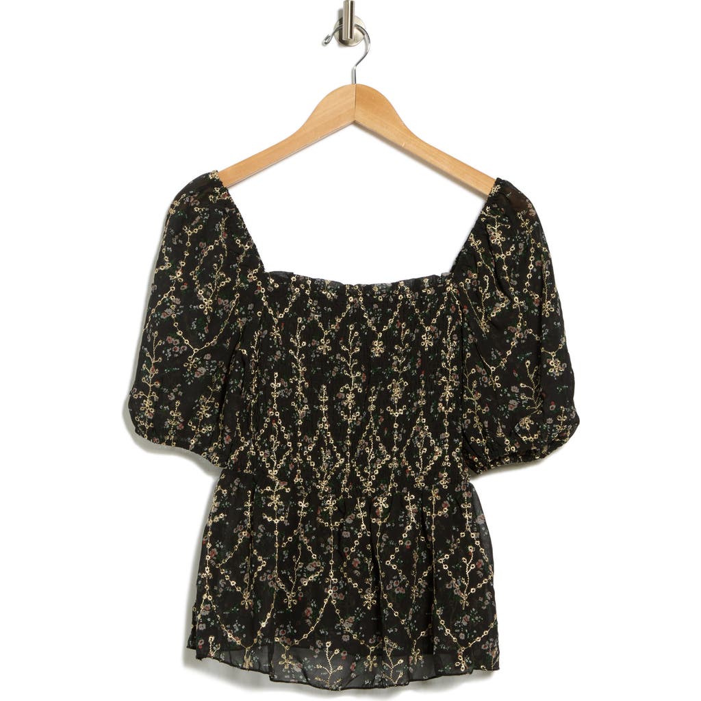 Forgotten Grace Print Short Sleeve Top In Green