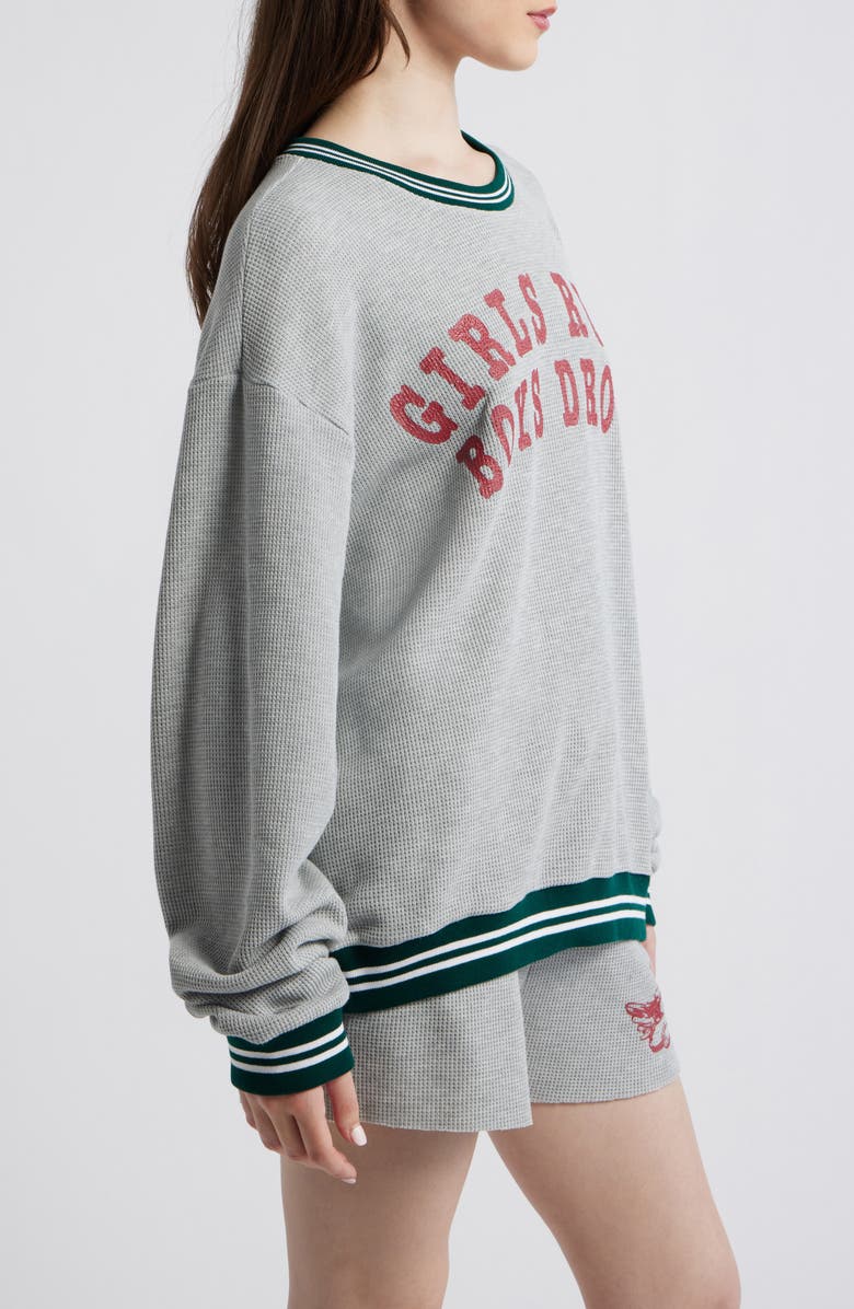 BOYS LIE Girls Rule Boys Drool Waffle Knit Sweatshirt, Alternate, color, Heather Grey