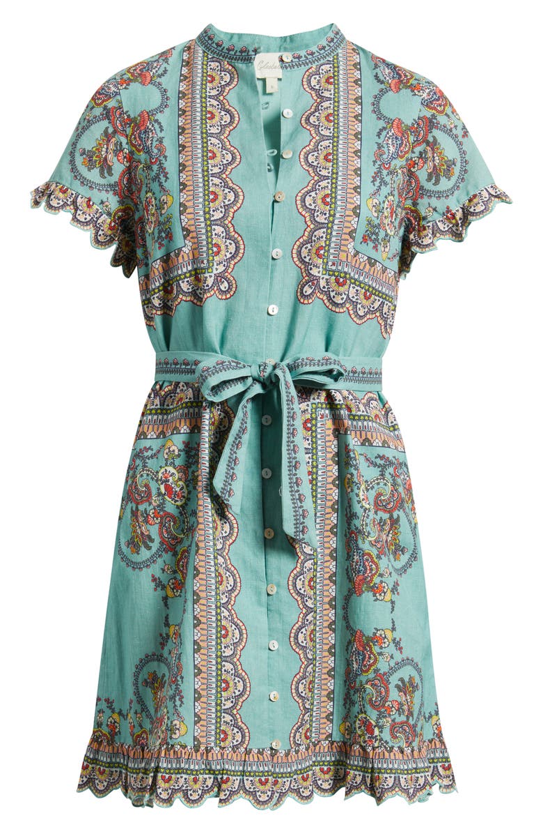 Cleobella Marni Scarf Print Cotton & Linen Mini Shirtdress, Alternate, color, Bleura Print
