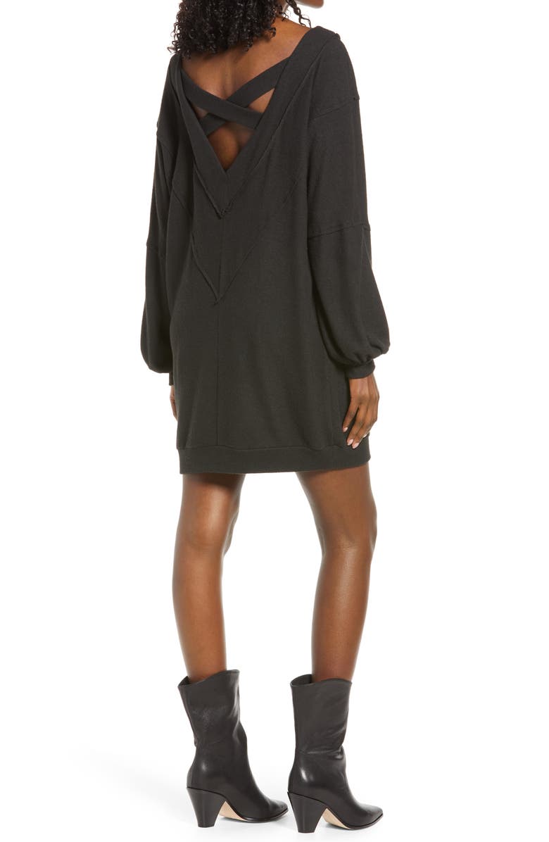Open Edit Cozy Double V Long Sleeve Throw On Dress, Alternate, color,