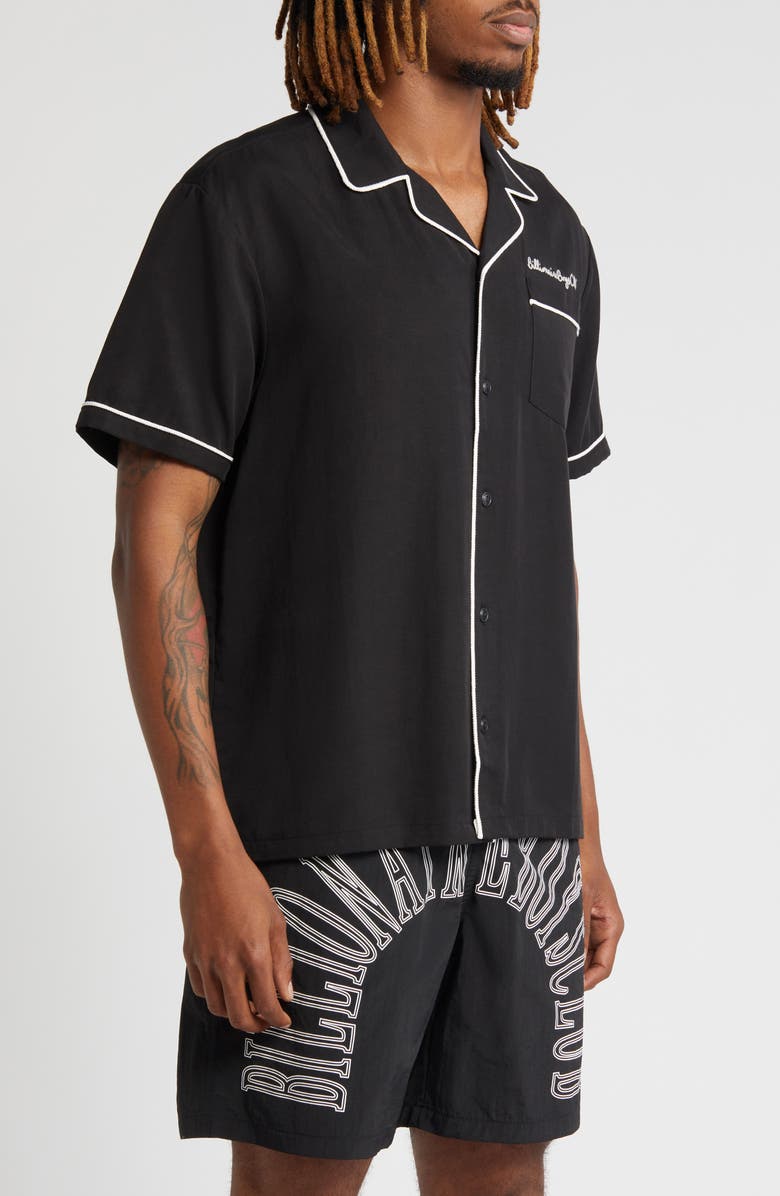 Billionaire Boys Club Mind Your Heart Lyocell & Linen Camp Shirt, Alternate, color, 