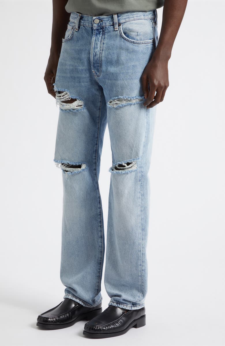 Acne Studios 1996M Regular Fit Ripped Straight Leg Jeans, Alternate, color, Light Blue