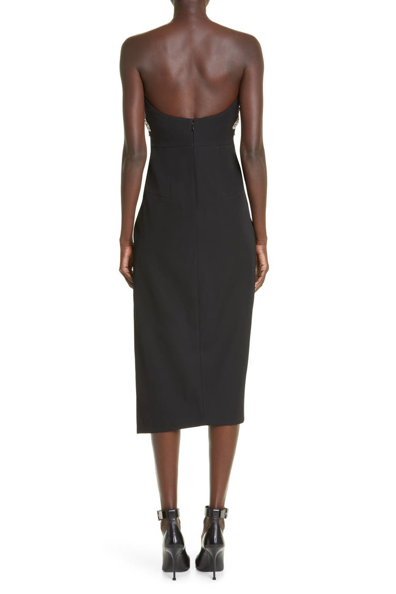 Mycelium Embellished Strapless Cocktail Dress, Alternate, color, BLACK