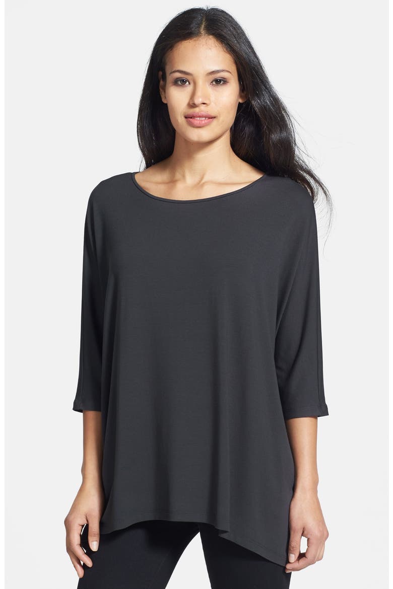 Ballet Neck Jersey Top, Main, color, CHARCOAL