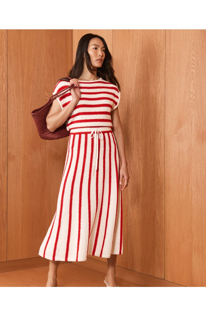 MINT VELVET Striped Knit Midi Dress, Alternate, color, Red