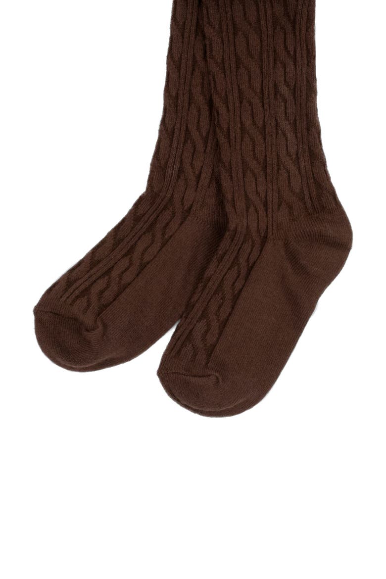 Girls Cable Knit Tights, Cotton Blend, Alternate, color, Brown