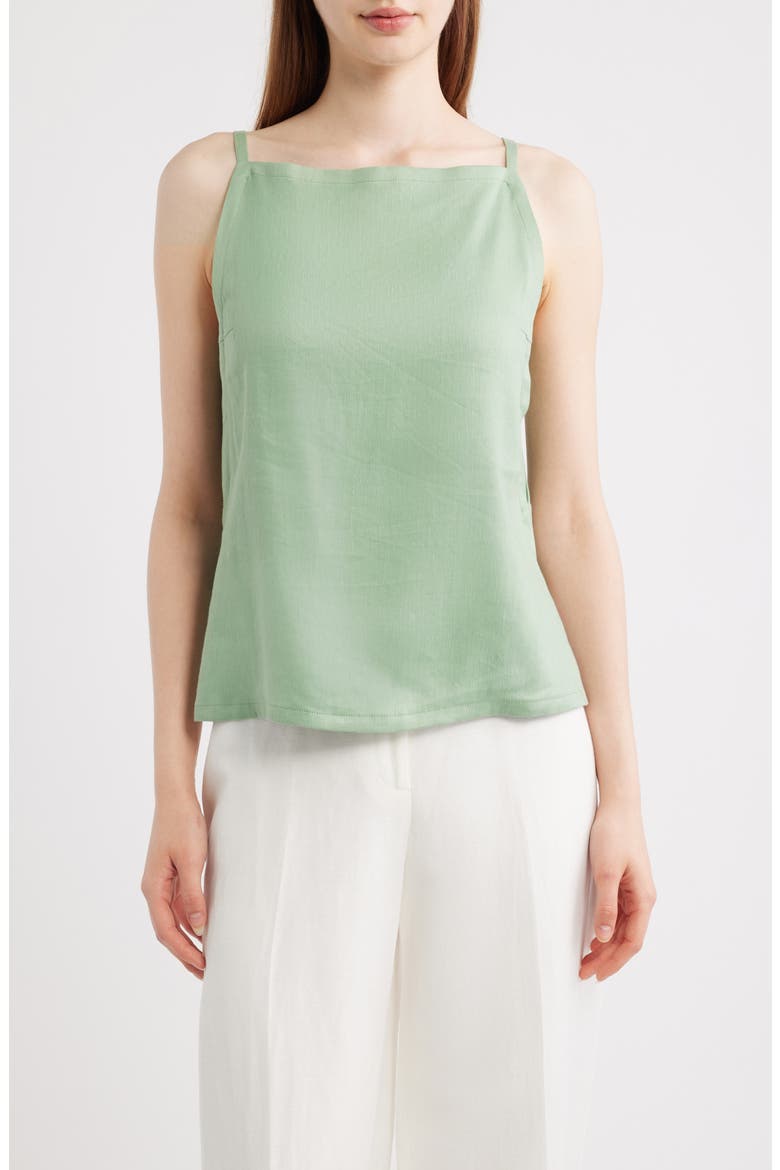 Apron Linen Blend Tank, Main, color, DELICATE GREEN