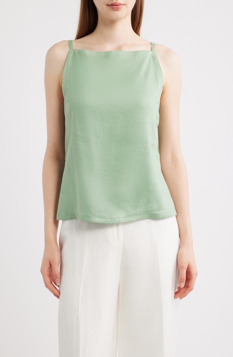 Theory Apron Linen Blend Tank, Main, color, Delicate Green