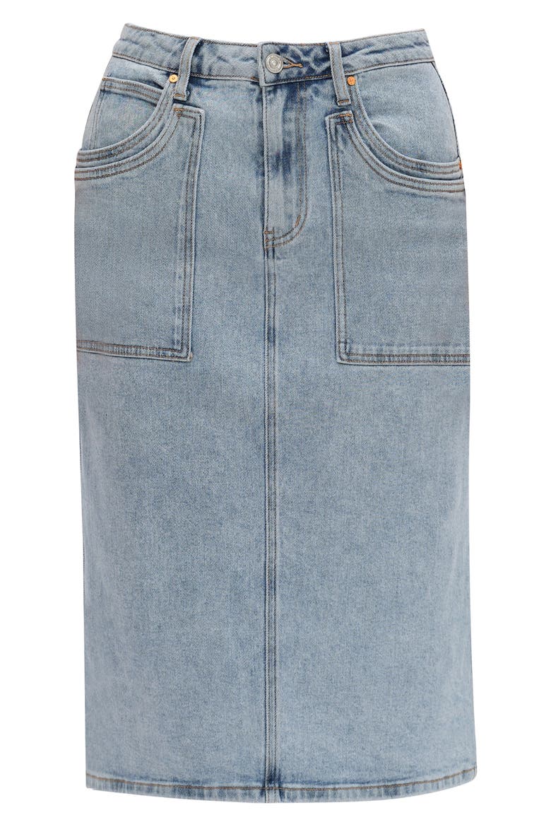 Beth Denim Midi Skirt, Alternate, color, WHISPY