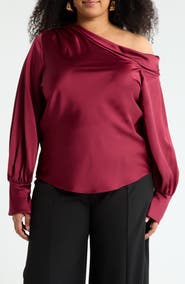 Renee C Drop Shoulder Satin Top