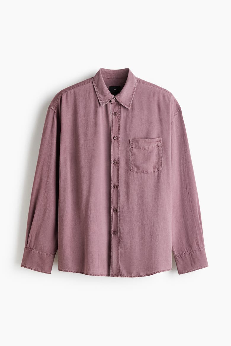 Relaxed Fit Linen-blend Shirt, Alternate, color, Dusty red