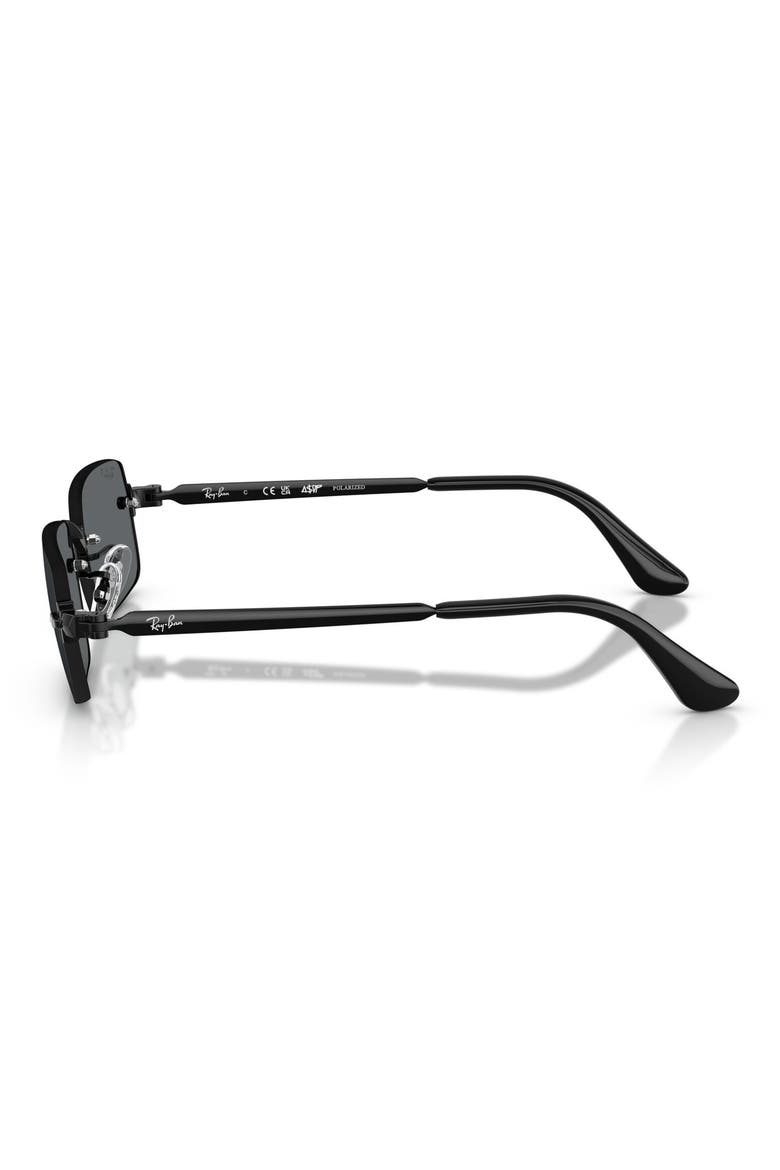 54mm Polarized Oval Sunglasses, Alternate, color, BLACK / DARK GREY POLAR
