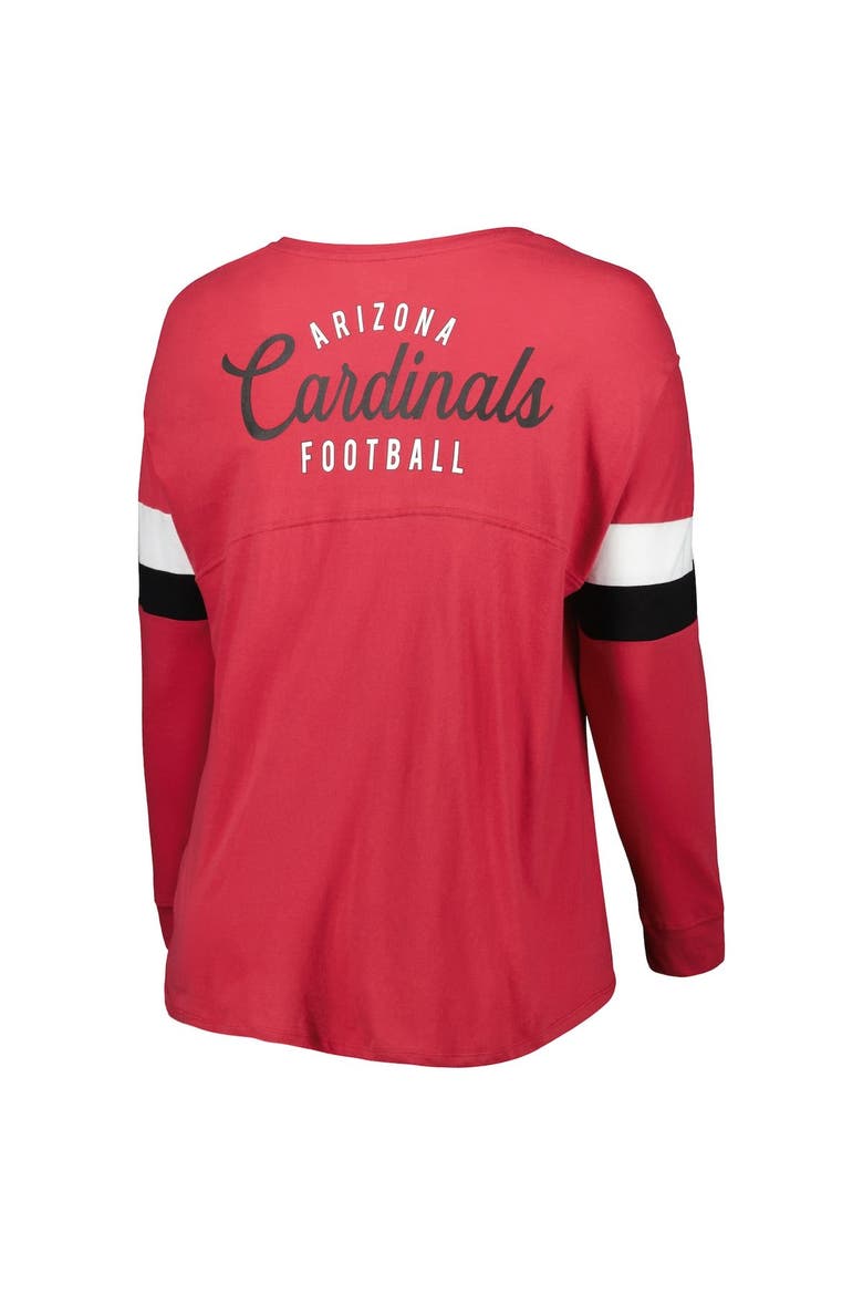 Women's New Era Cardinal Arizona Cardinals Plus Size Athletic Varsity Lace-Up V-Neck Long Sleeve T-Shirt, Alternate, color, Cardinal