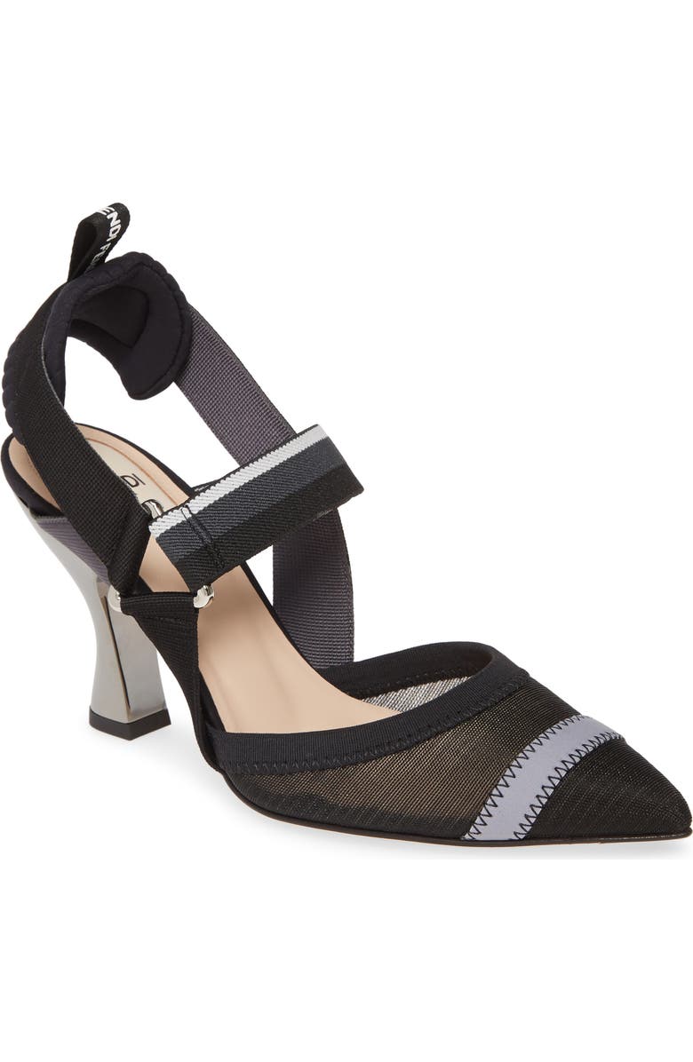 Fendi Colibri Mesh Slingback Pointed Toe Pump, Main, color,