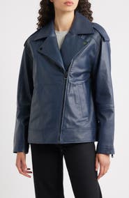Bernardo Relaxed Moto Leather Jacket