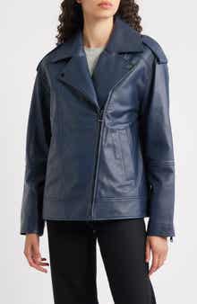 Bernardo Relaxed Moto Leather Jacket