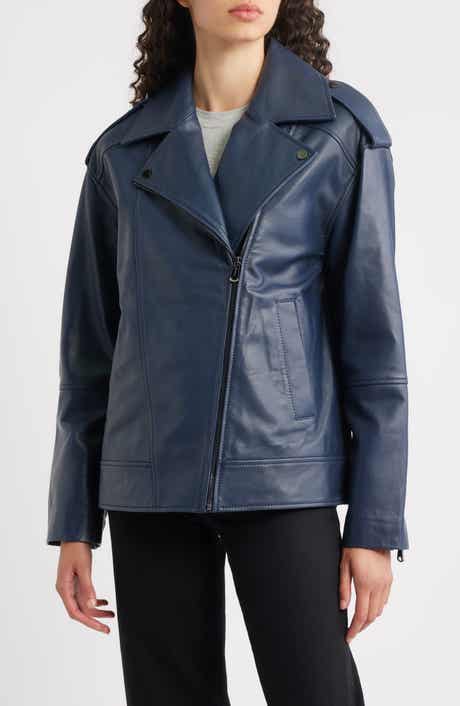 Bernardo Relaxed Moto Leather Jacket