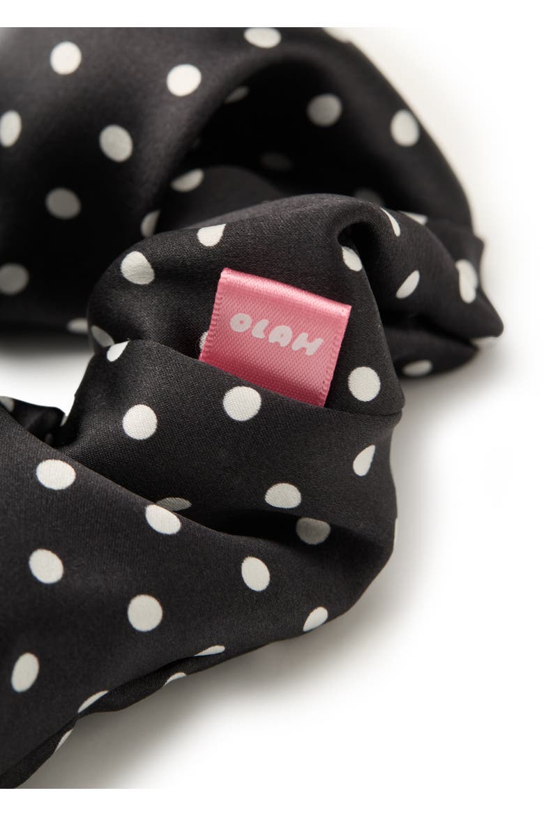 Polka Dot Silk Scrunchie, Alternate, color, Black