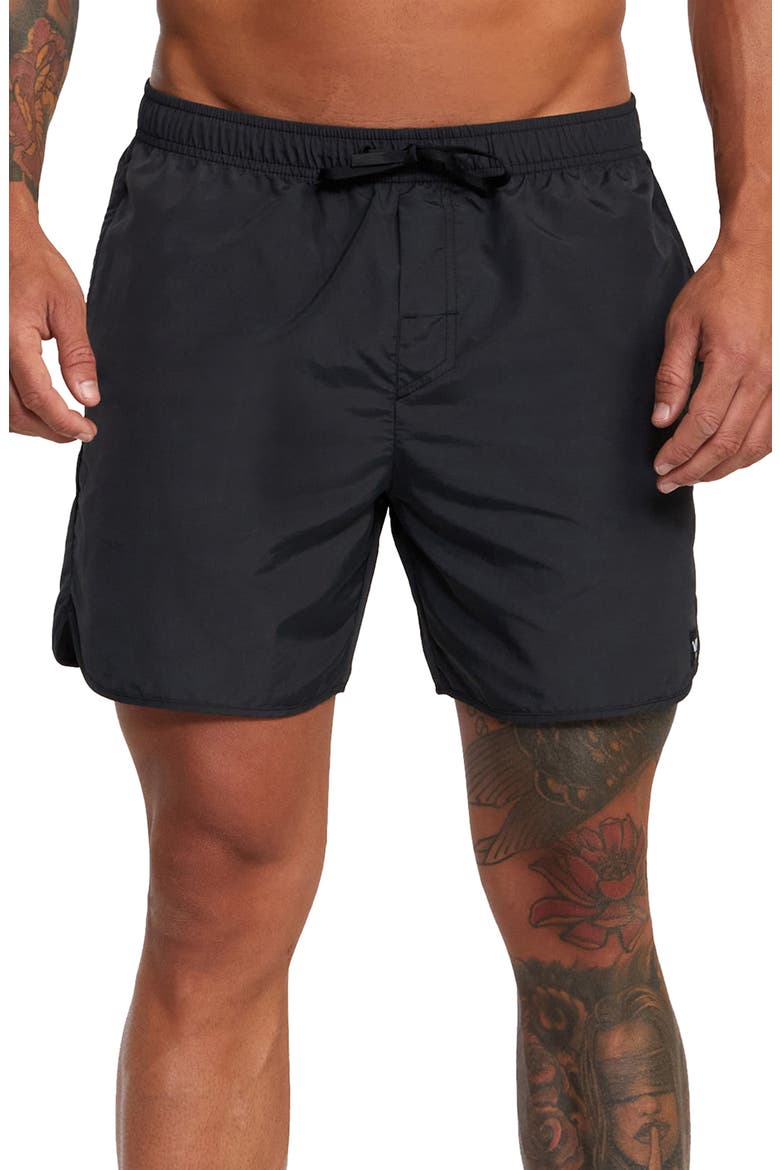 Outsider Basecamp Nylon Drawstring Shorts, Main, color, BLACK