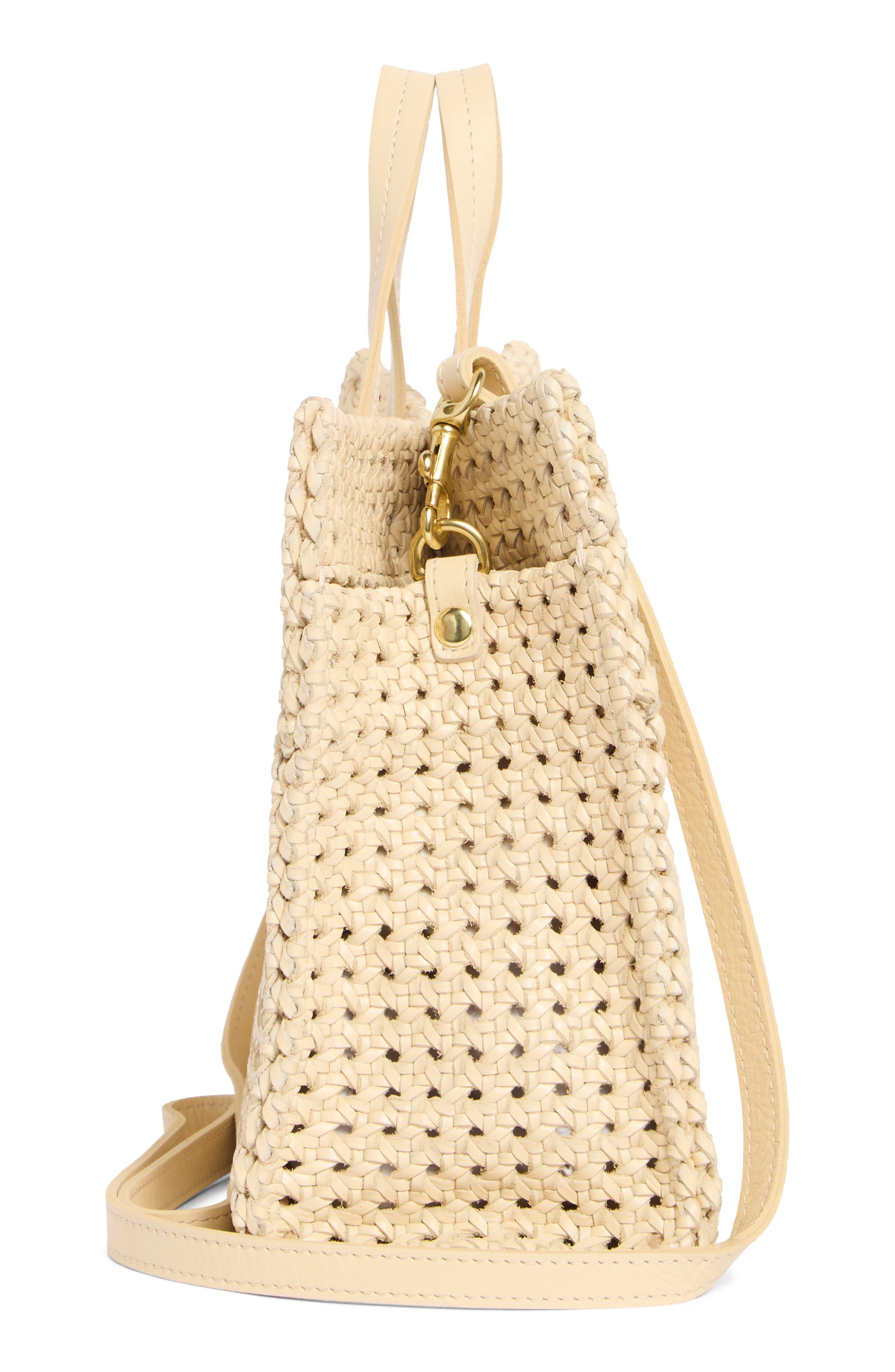 Clare V. Petit Simple Woven Leather Tote, Alternate, color, 