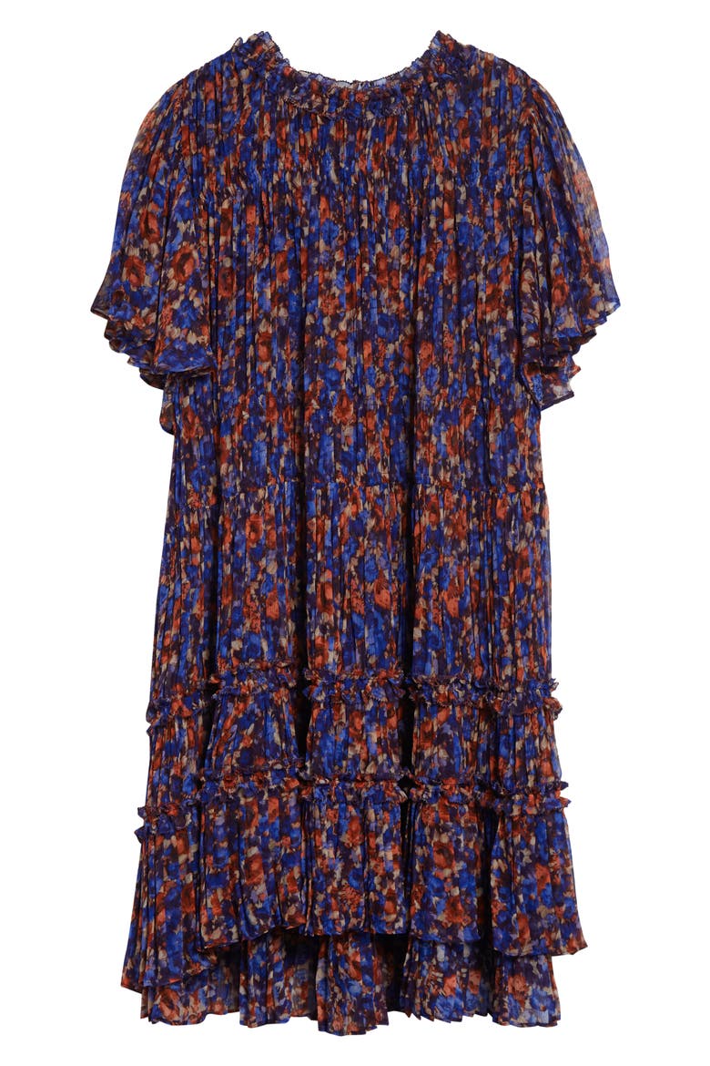 Ryla Floral Silk Shift Dress, Alternate, color, VIOLET