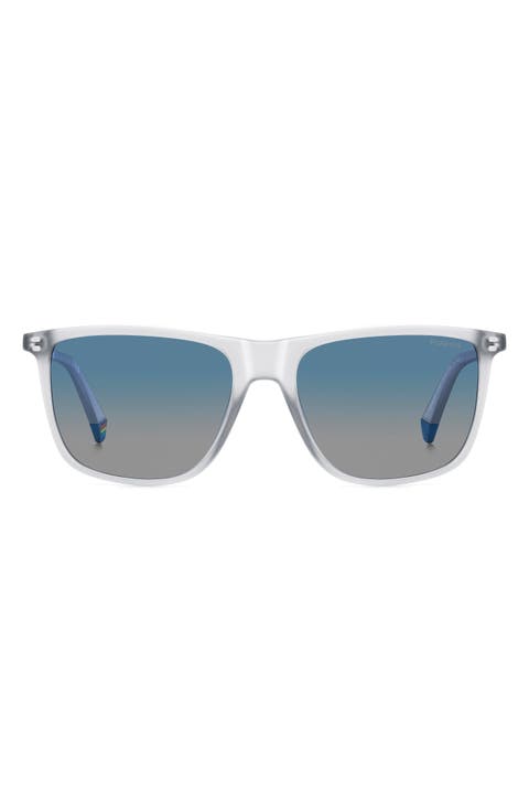 55mm Gradient Polarized Rectangular Sunglasses