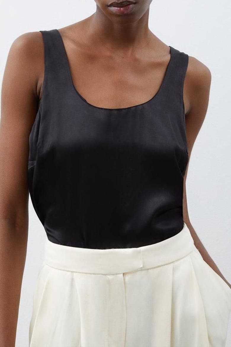 Satin Cami Top, Alternate, color, Black
